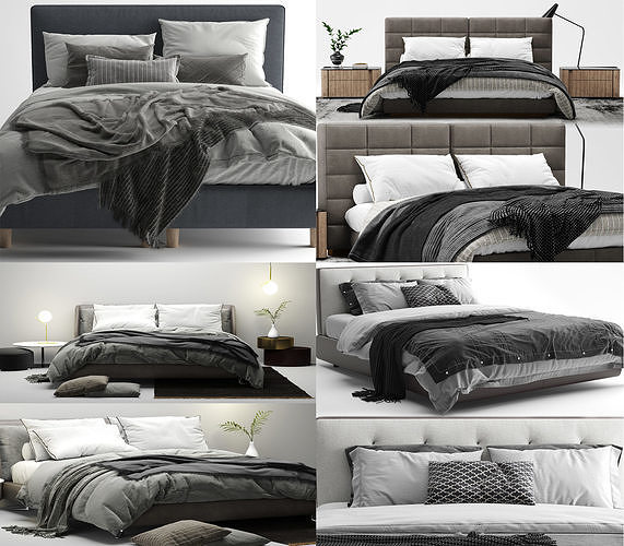 Colection Bed- 5 models 3D Model Collection