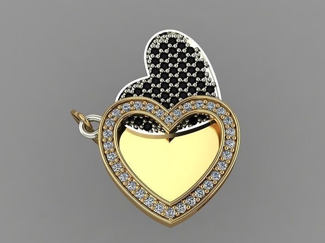 GC GOLD H176-Heart Diamond Gold necklace 3D print model