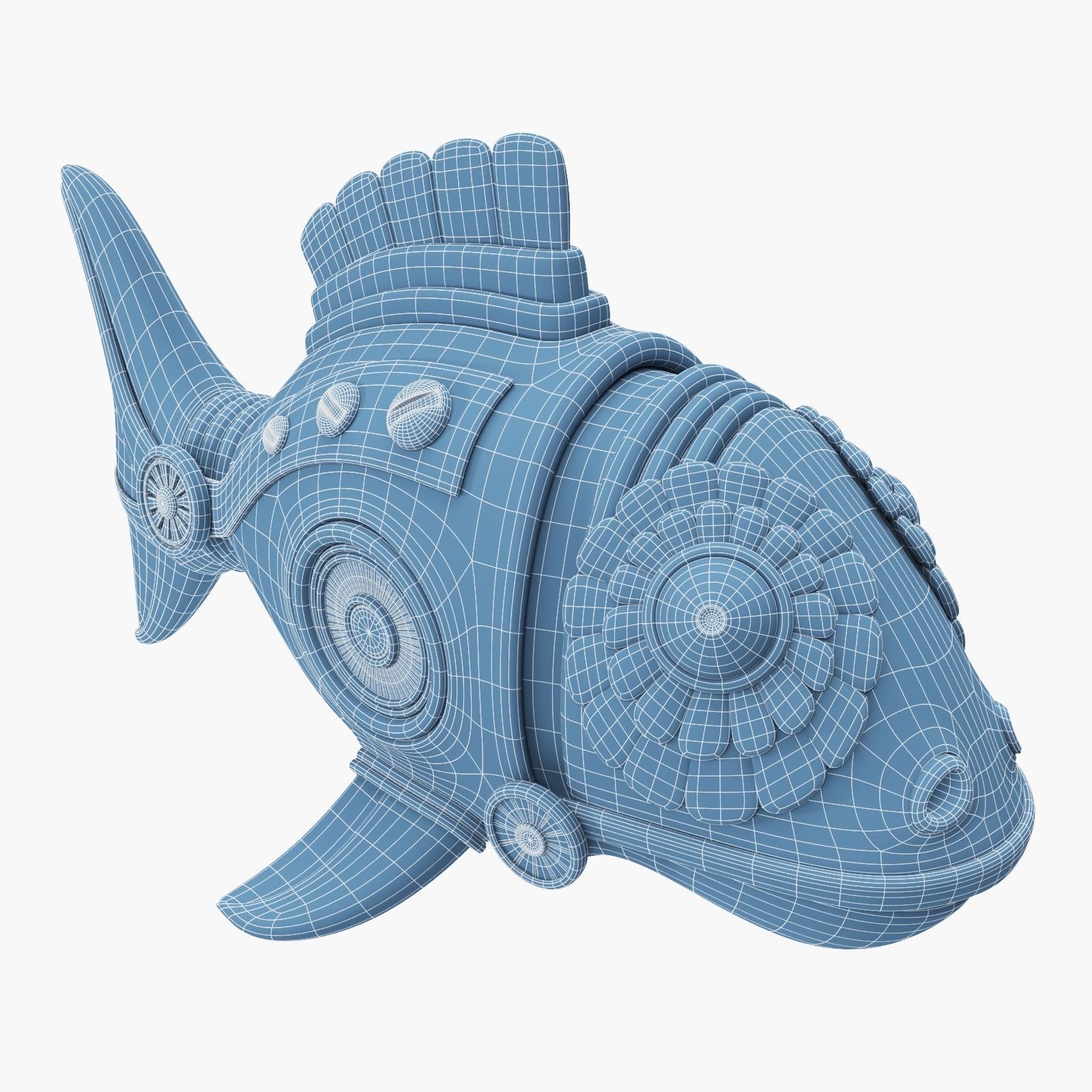 Steampunk Fish Figurine 3D model_16