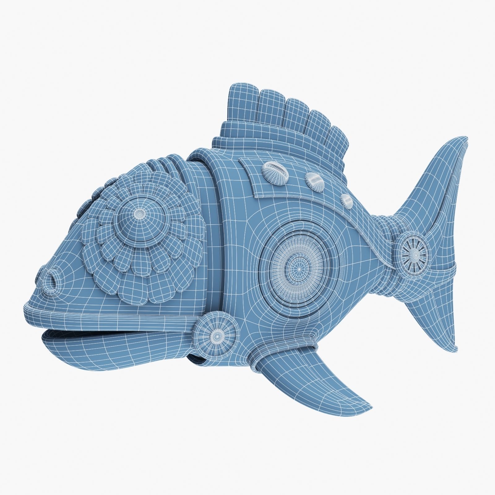 Steampunk Fish Figurine 3D model_15