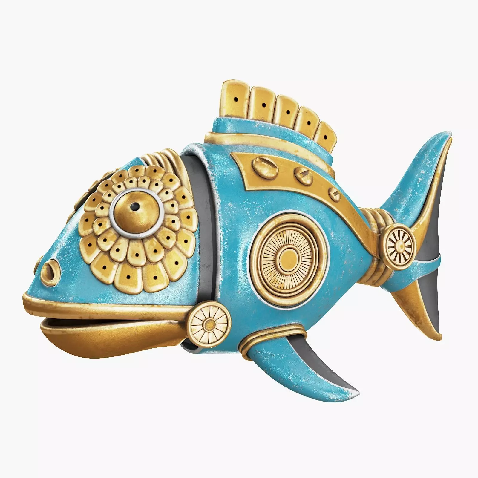 Steampunk Fish Figurine 3D model_0