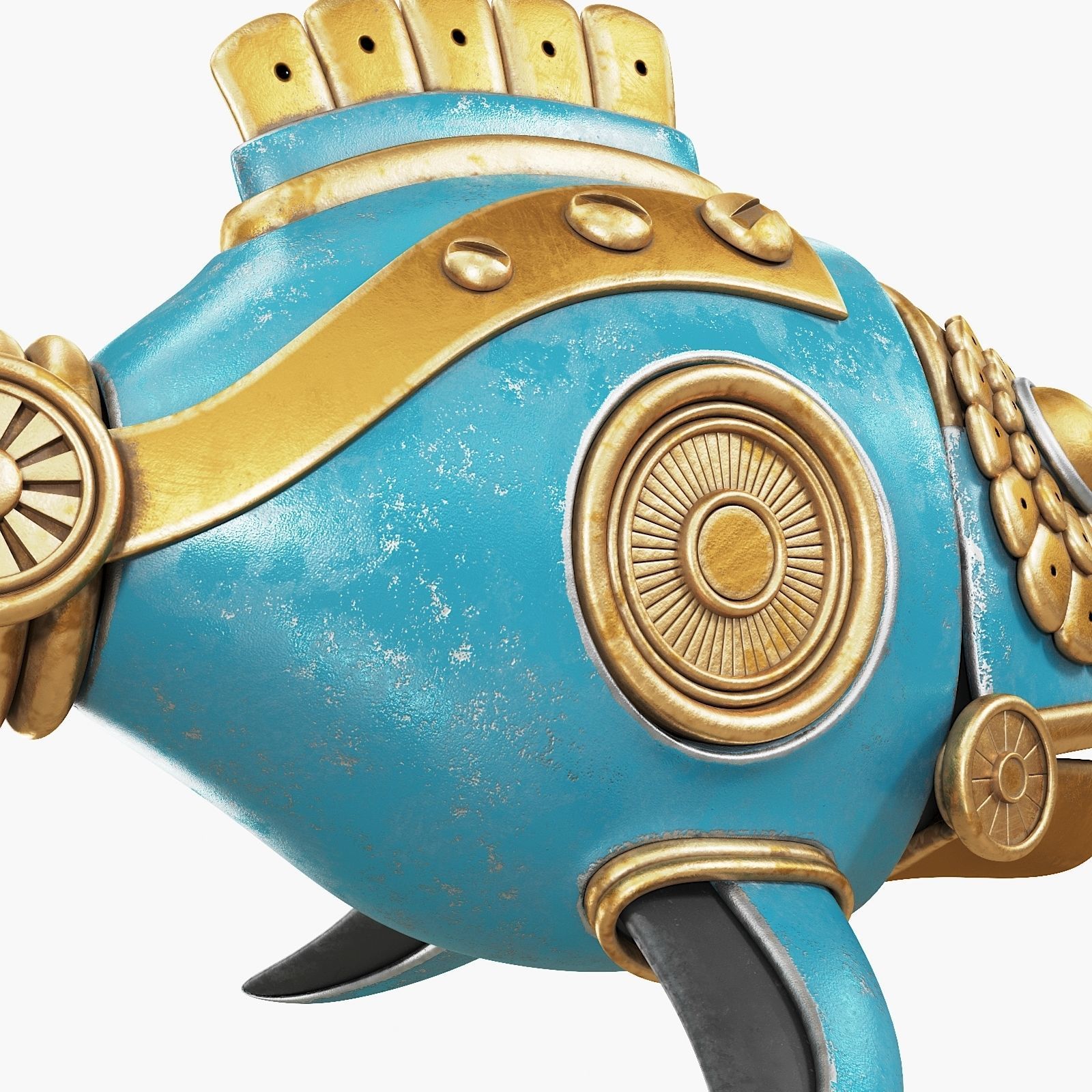 Steampunk Fish Figurine 3D model_6