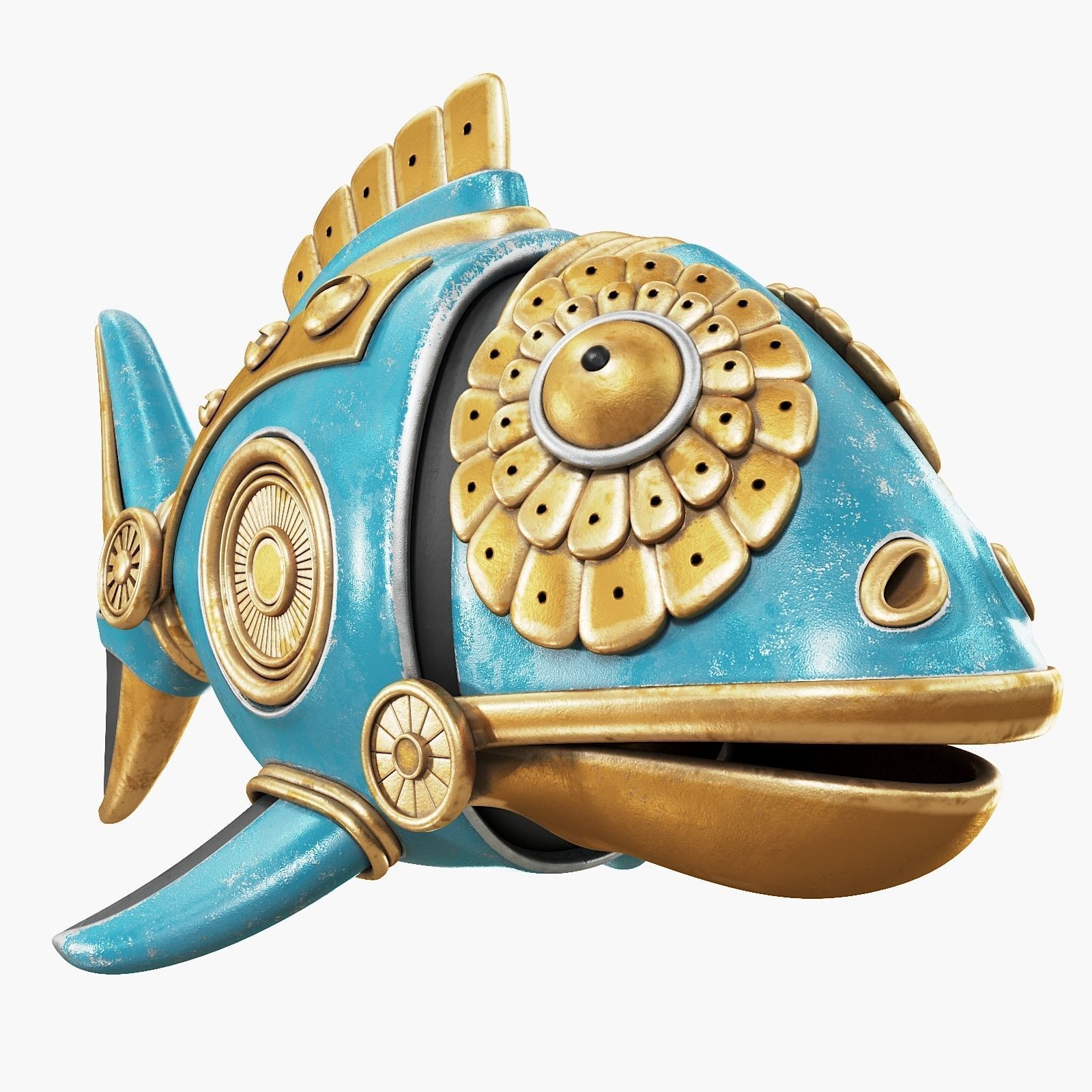 Steampunk Fish Figurine 3D model_5