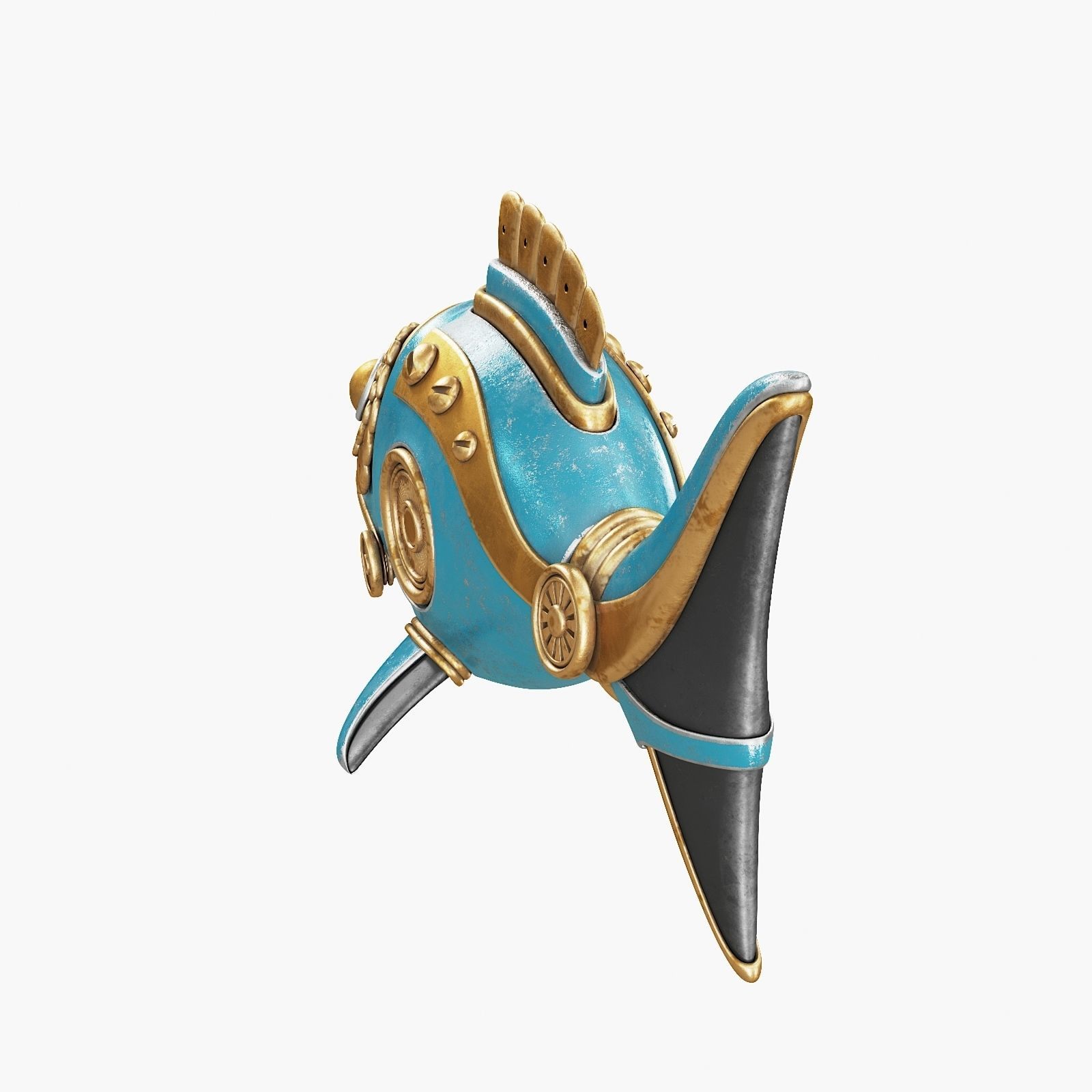 Steampunk Fish Figurine 3D model_13