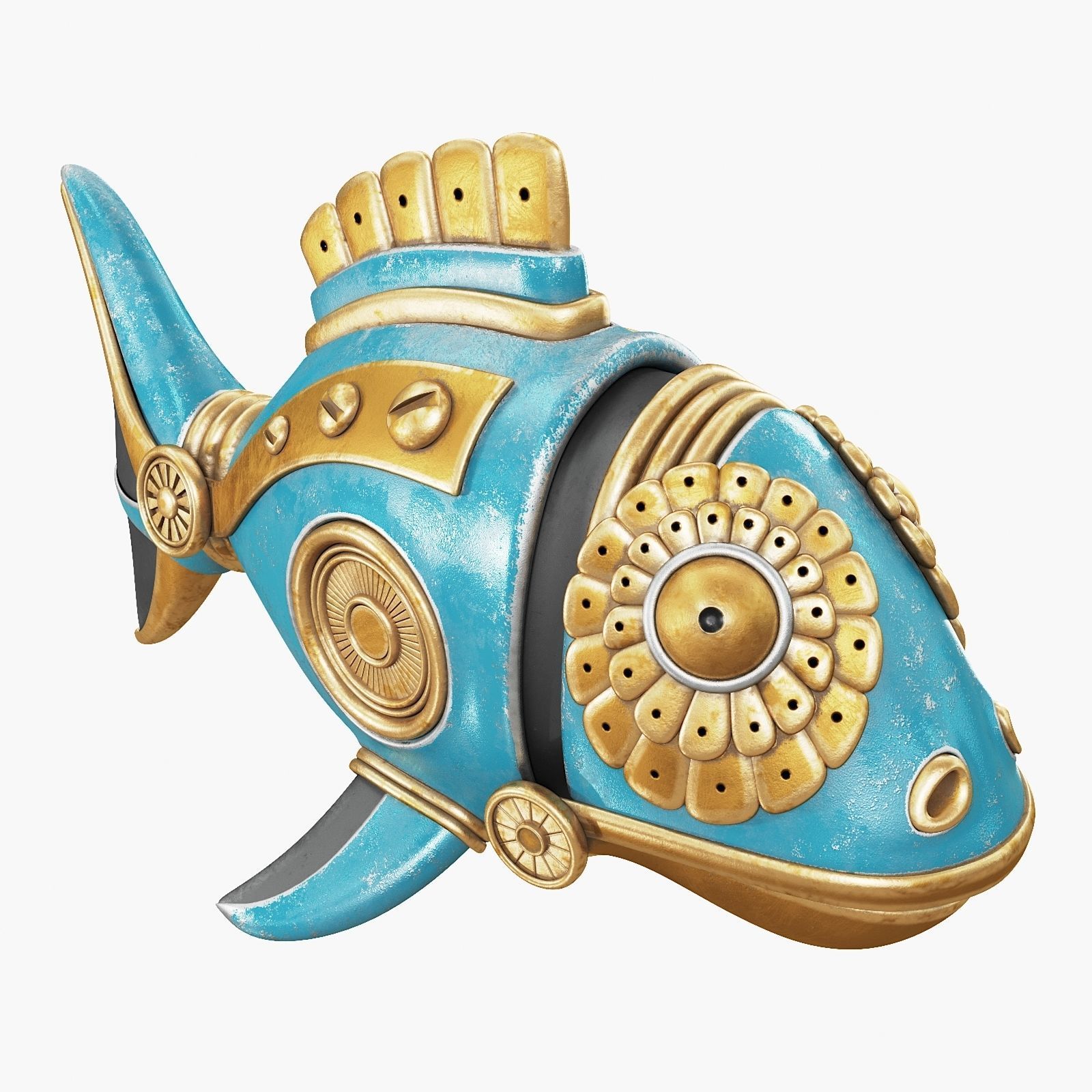 Steampunk Fish Figurine 3D model_1
