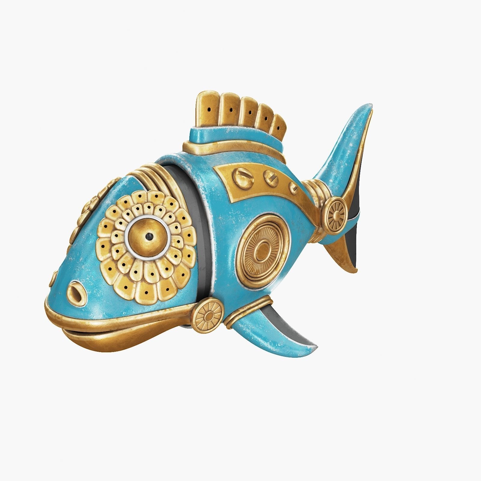 Steampunk Fish Figurine 3D model_8