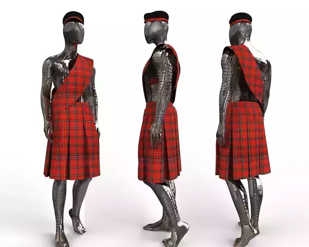 Scottish traditional Kilt Marvelous Designer 3D model