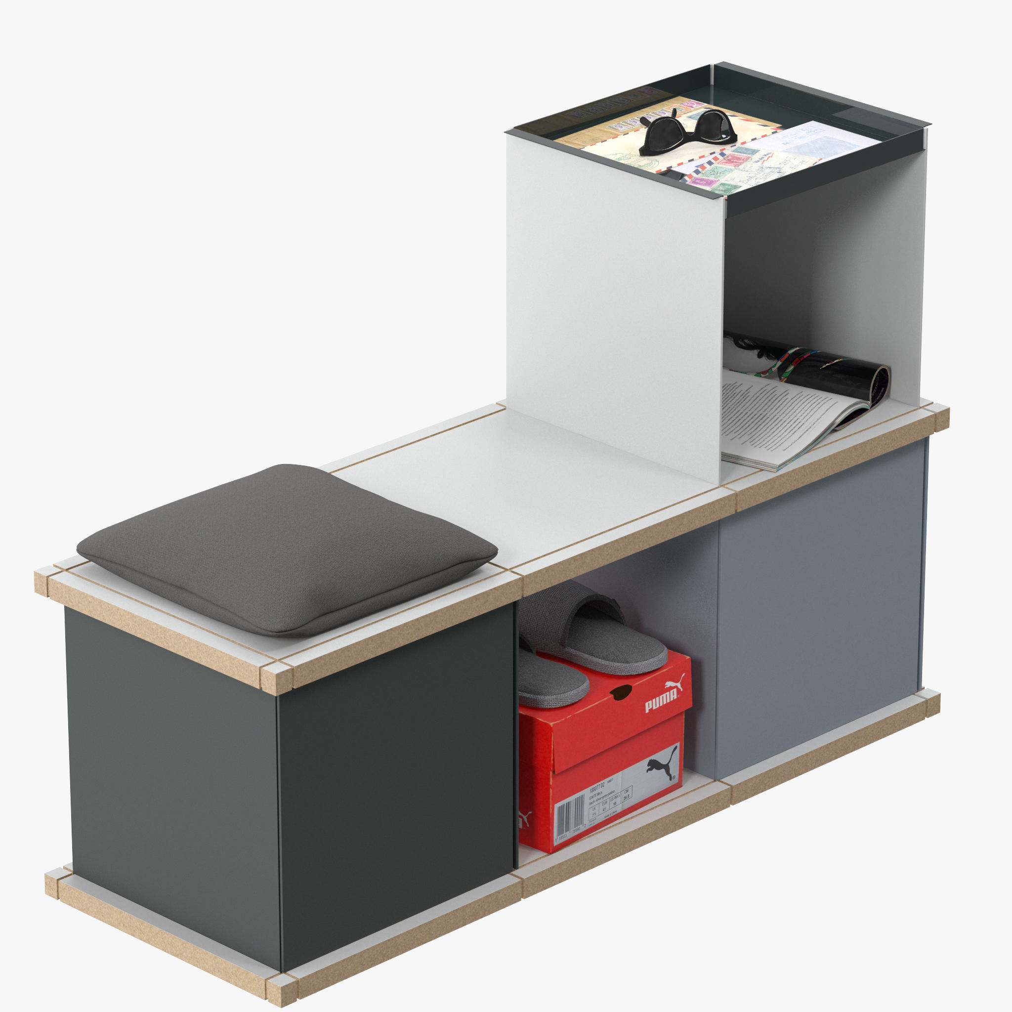 YU BENCH 3x1 3D model_2