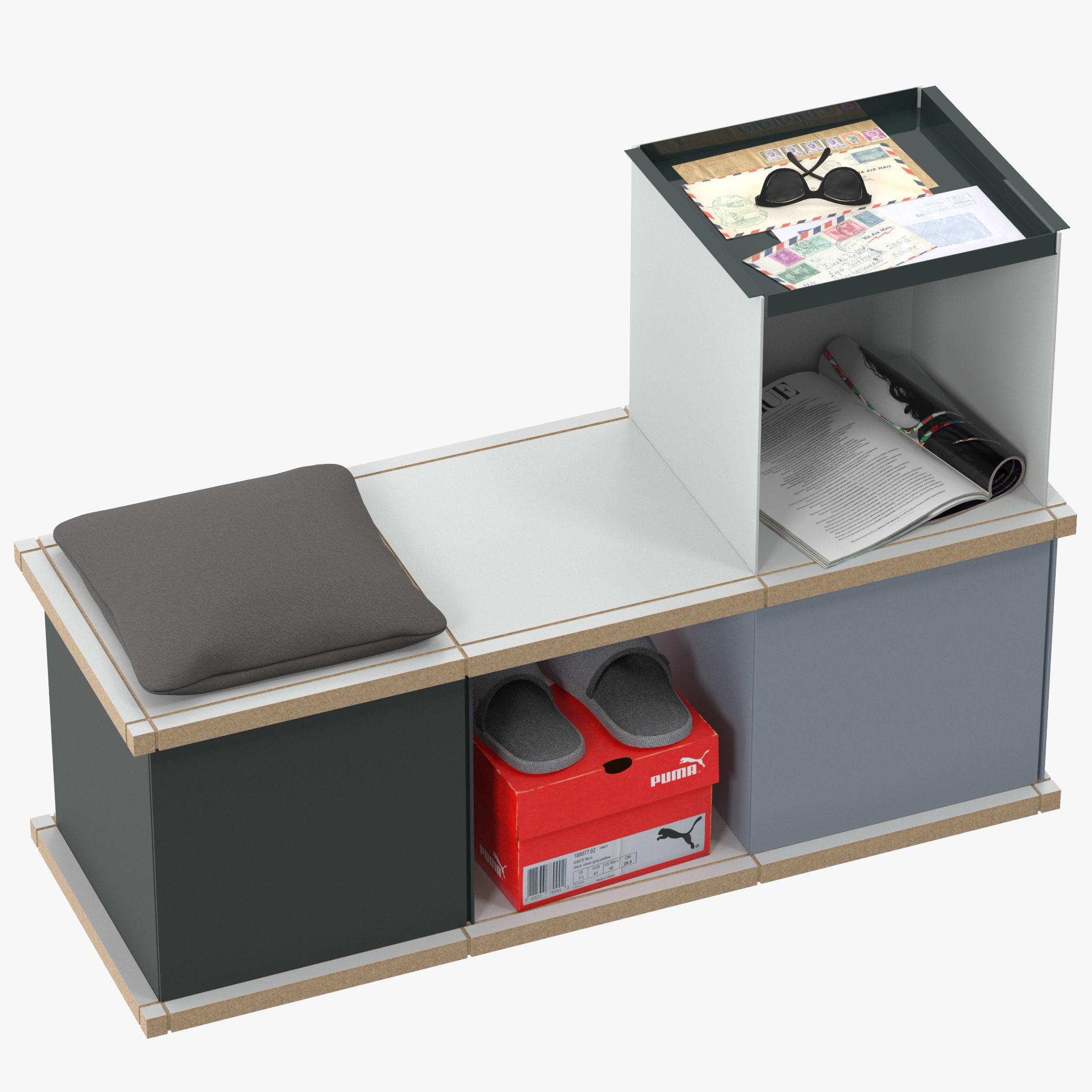 YU BENCH 3x1 3D model_1