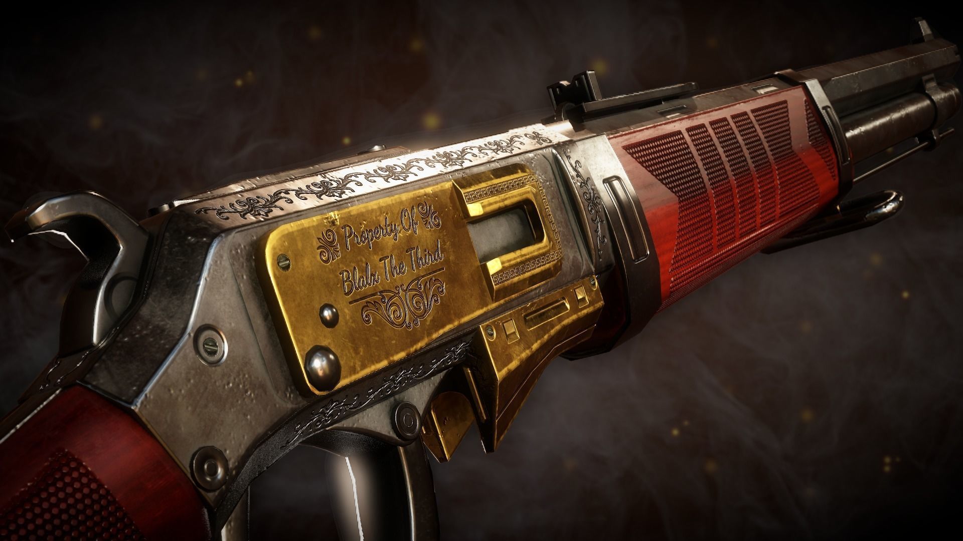 Golden Fang Lever-Action Rifle Low-poly 3D model_4