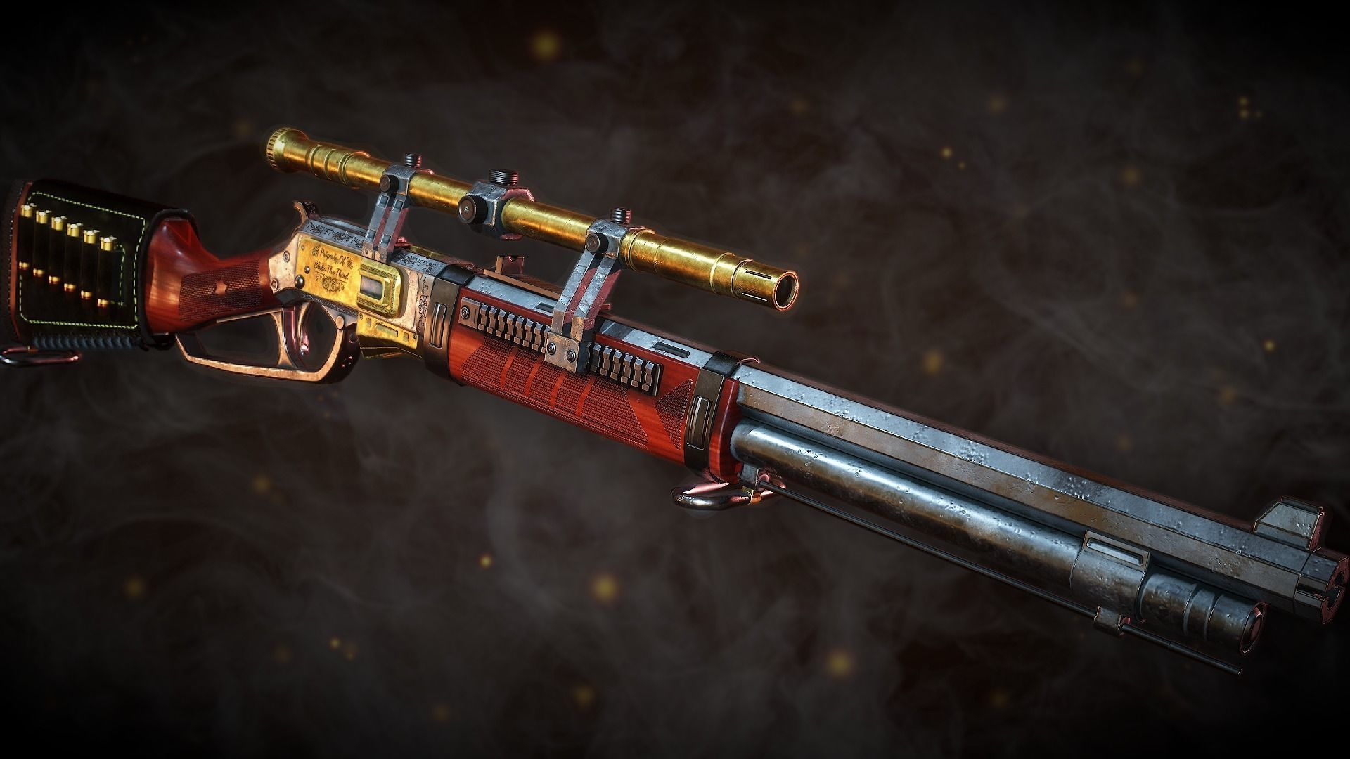 Golden Fang Lever-Action Rifle Low-poly 3D model_3