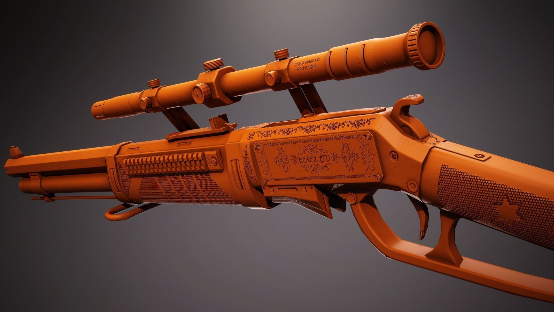 Golden Fang Lever-Action Rifle Low-poly 3D model_11