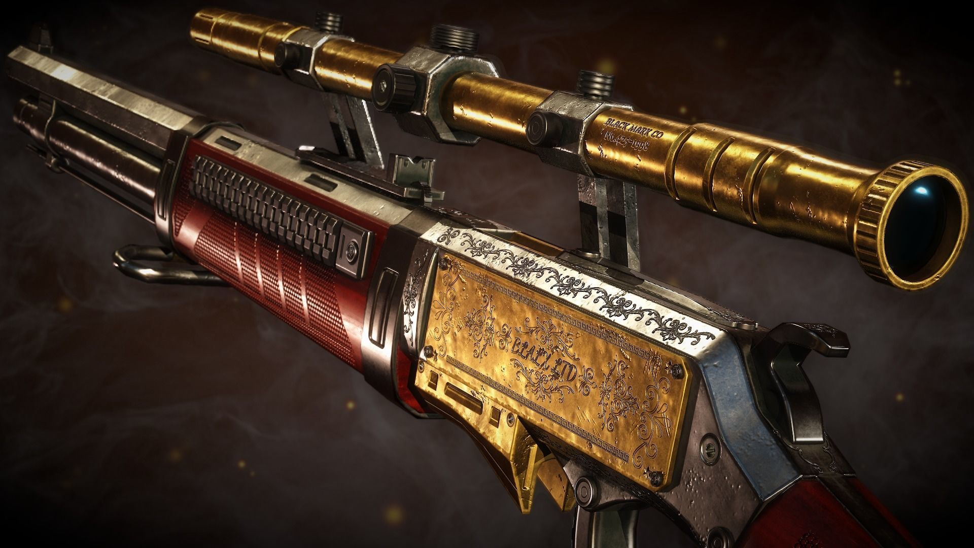 Golden Fang Lever-Action Rifle Low-poly 3D model_5