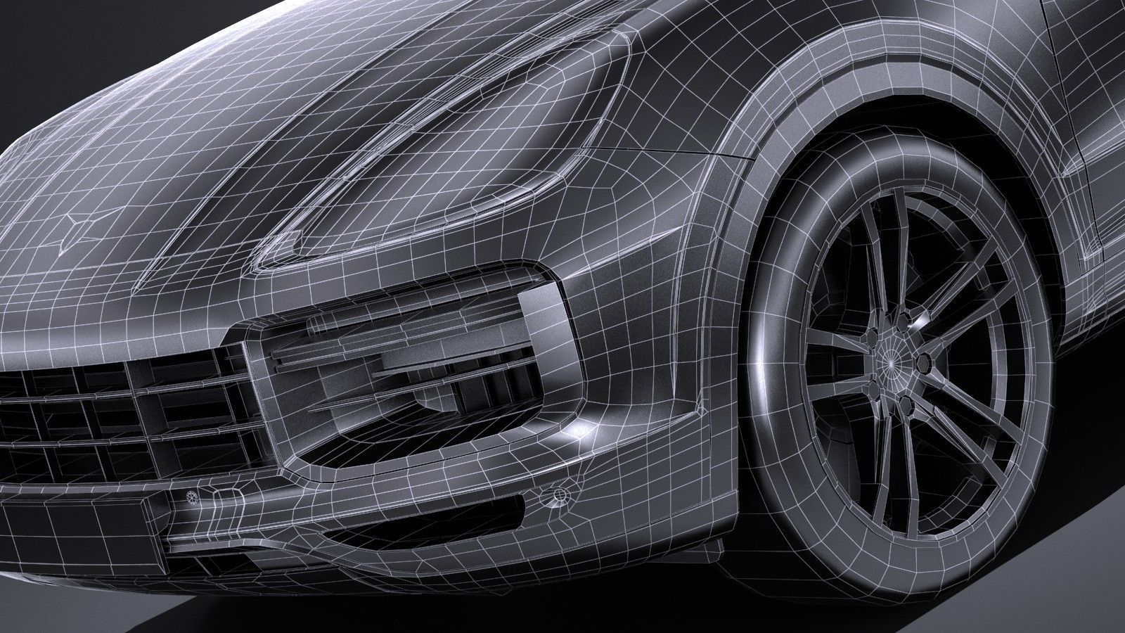 LowPoly Porsche Cayenne Turbo 2018 Low-poly 3D model_13