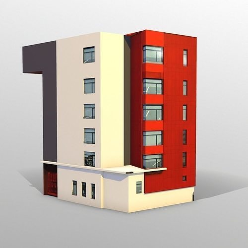 Modern building Low-poly 3D model