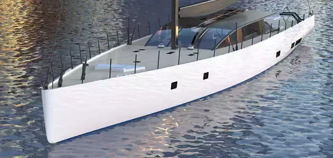 Modern Sailing Yacht  3d Exterior