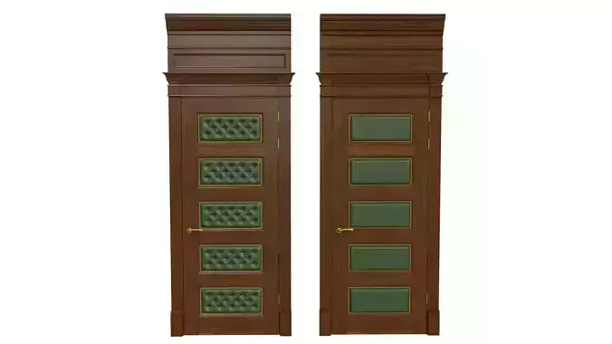 Classic wooden door 02 3D model
