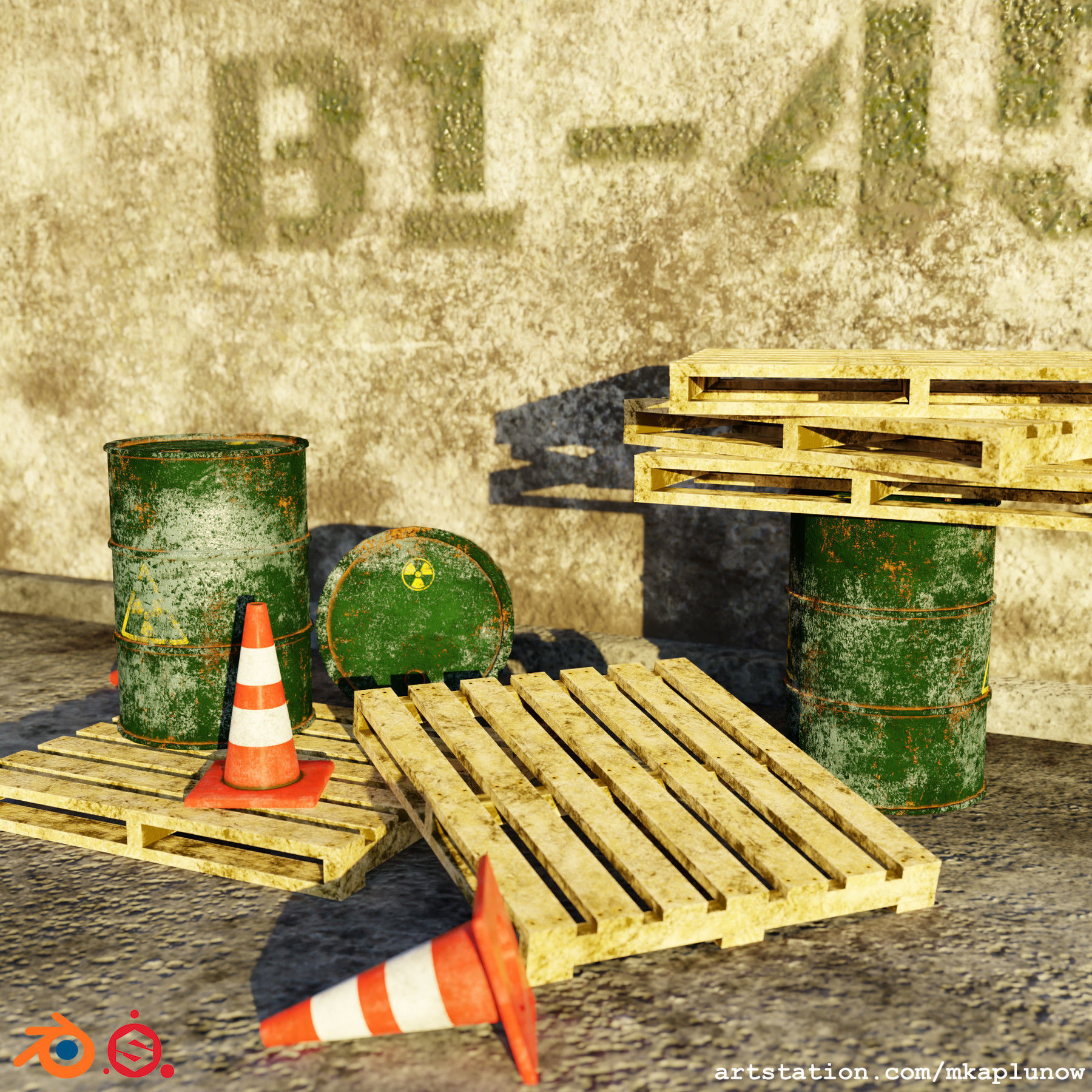 Wooden skid aka pallet by mkaplunow Low-poly 3D model_3