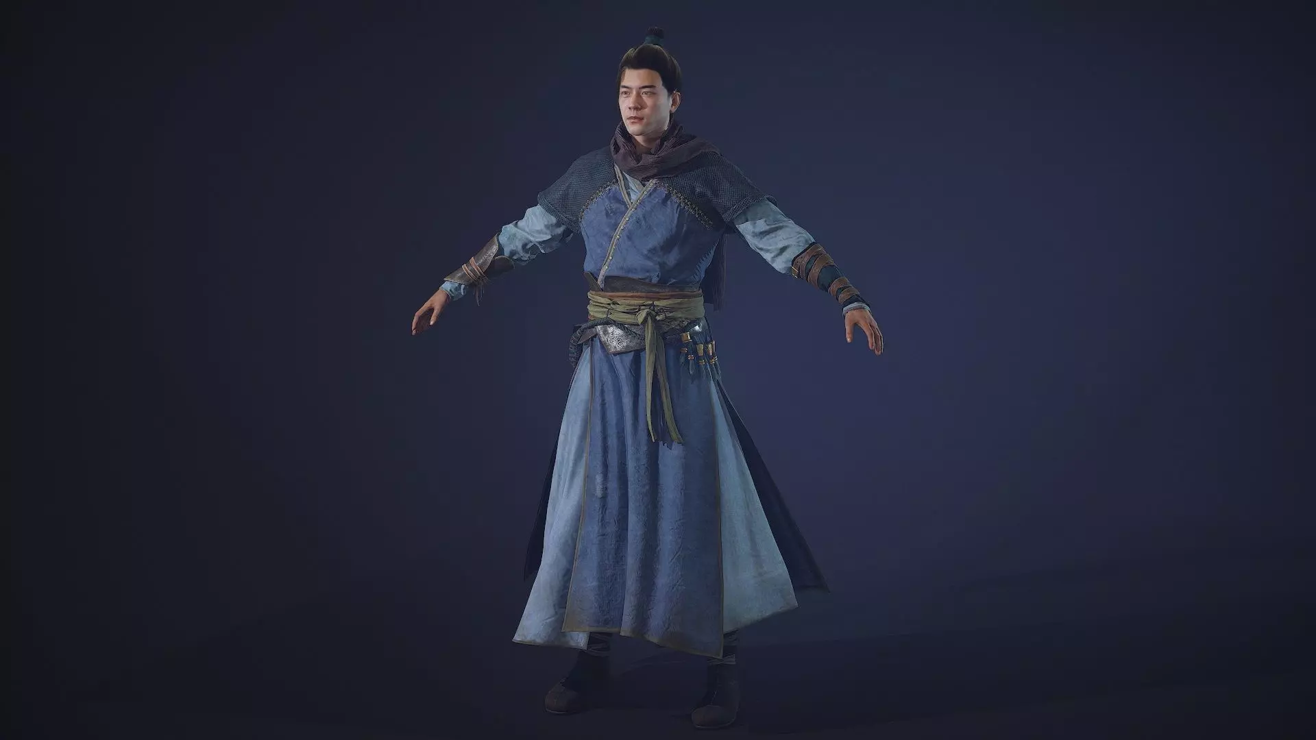 Chinese Swordman Low-poly 3D model_0
