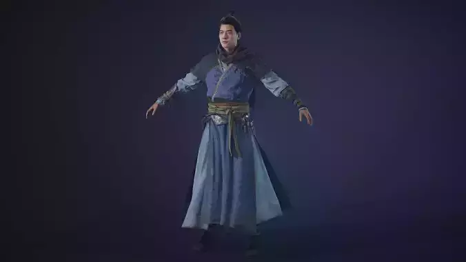 Chinese Swordman Low-poly 3D model