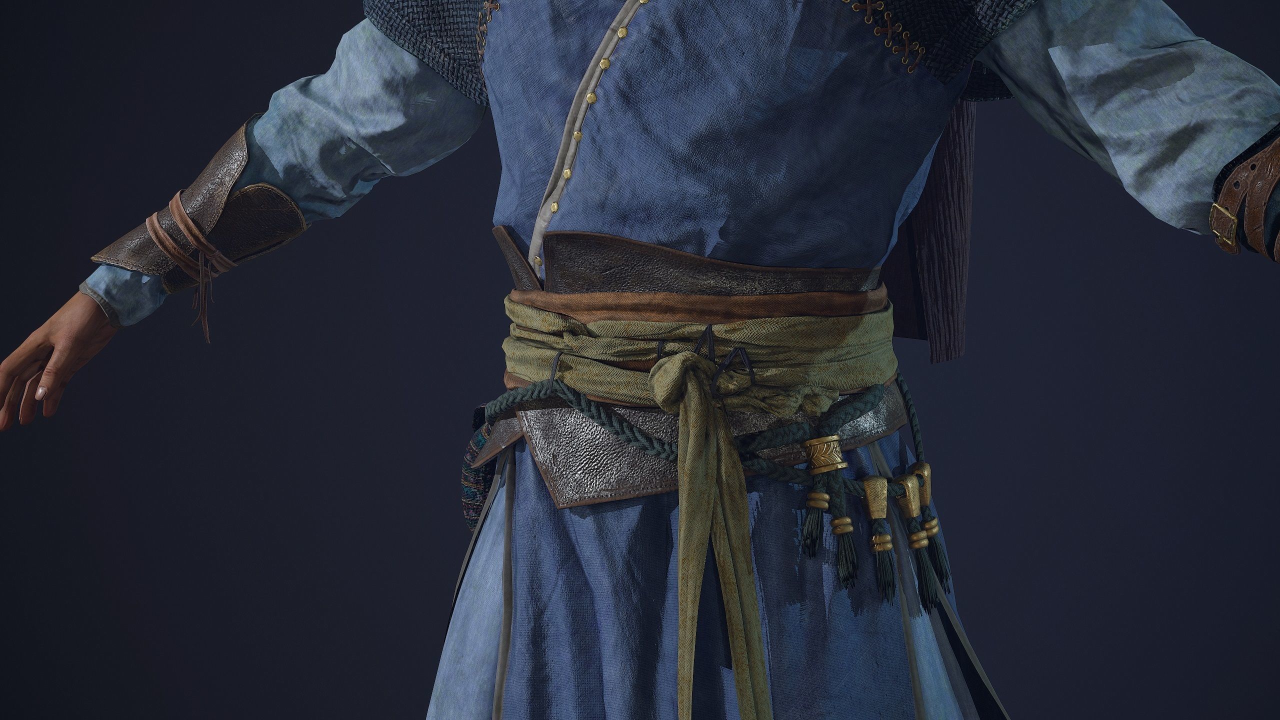 Chinese Swordman Low-poly 3D model_9