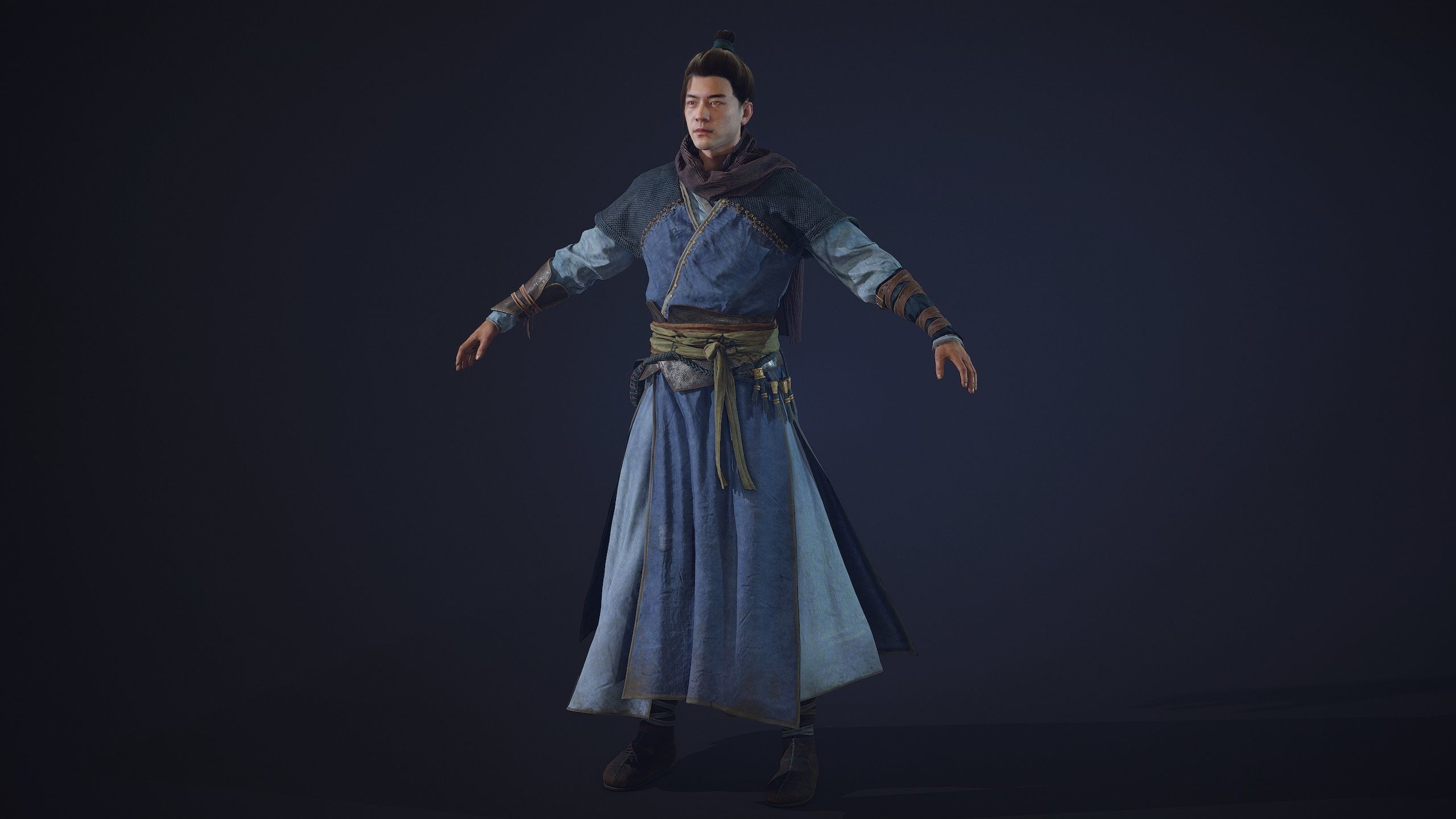 Chinese Swordman Low-poly 3D model_2