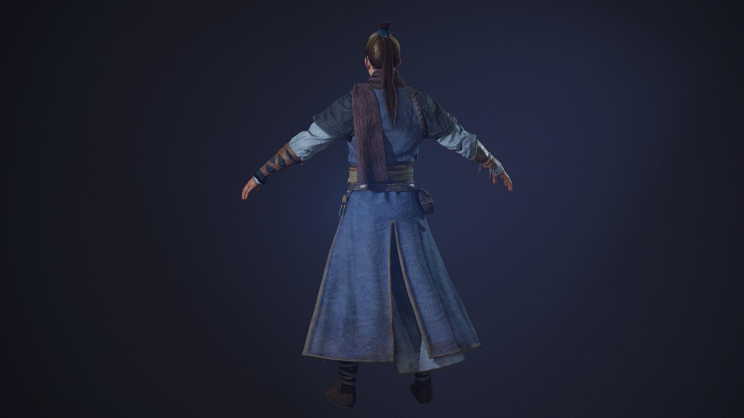 Chinese Swordman Low-poly 3D model_4