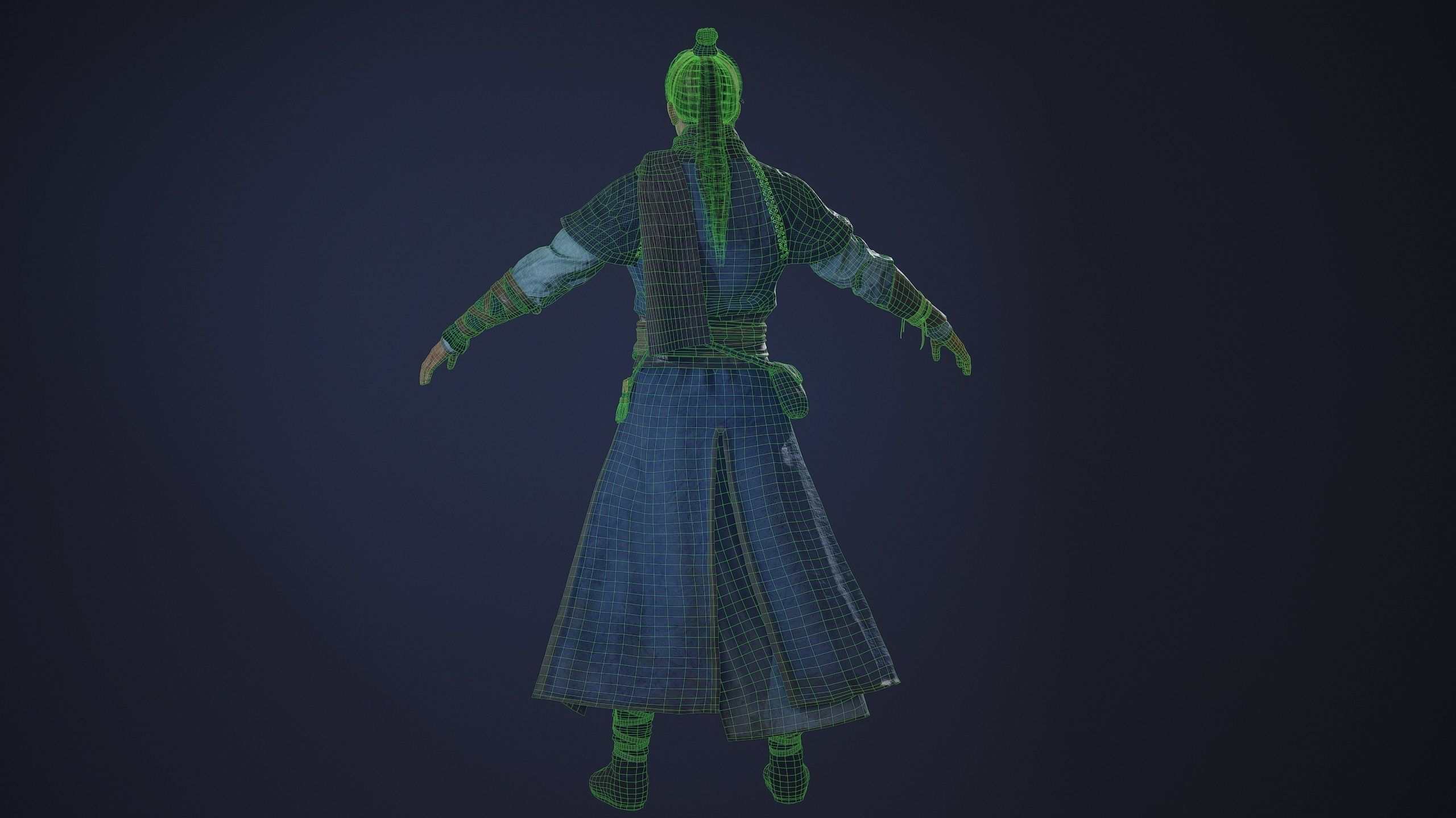 Chinese Swordman Low-poly 3D model_5