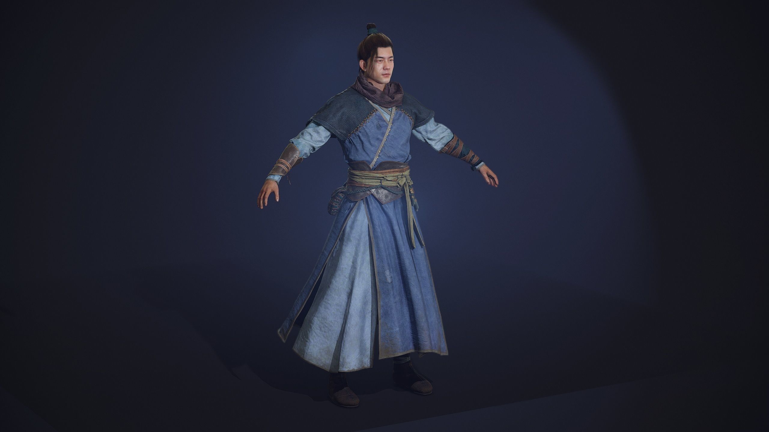 Chinese Swordman Low-poly 3D model_3
