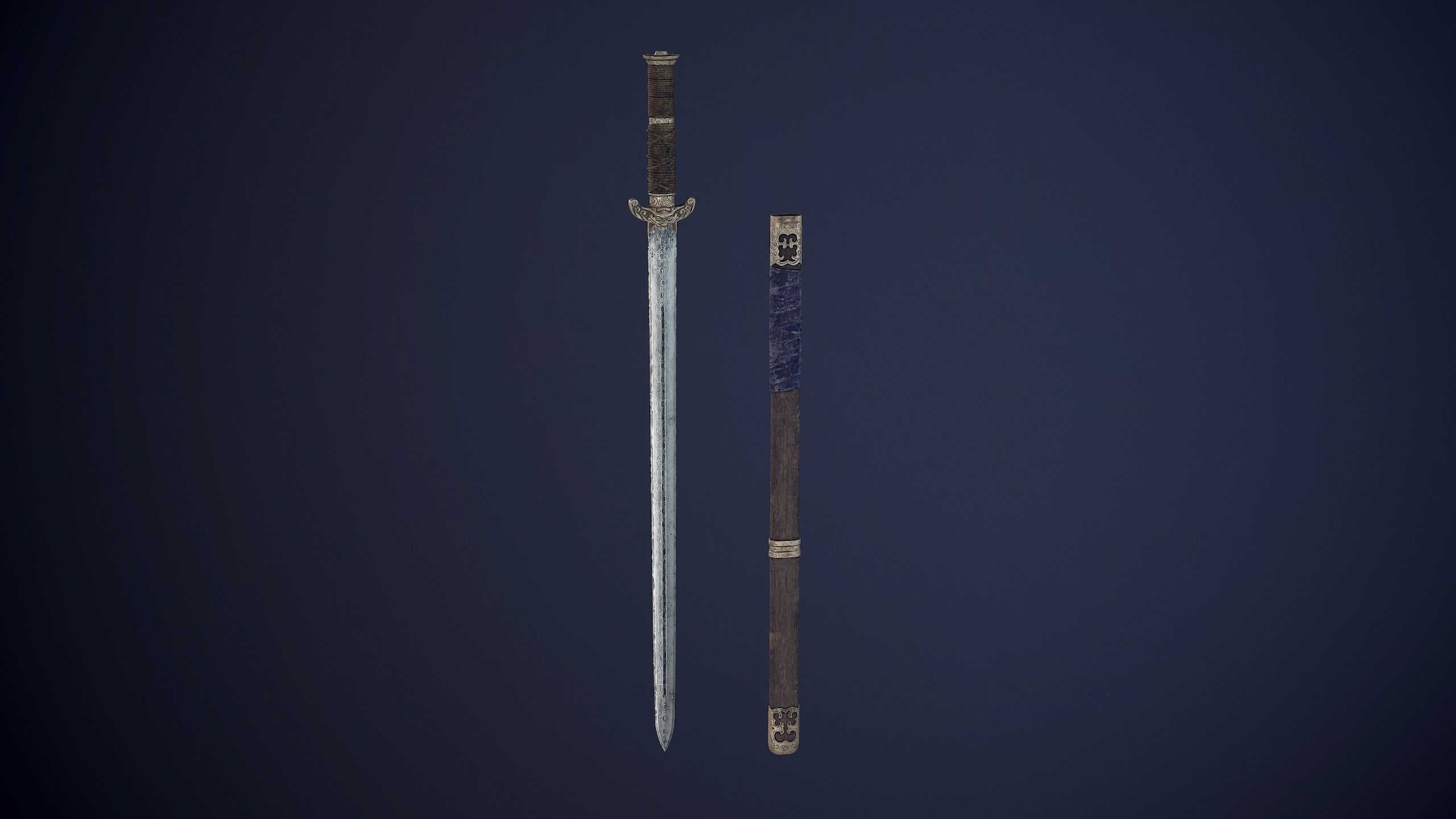 Chinese Swordman Low-poly 3D model_13