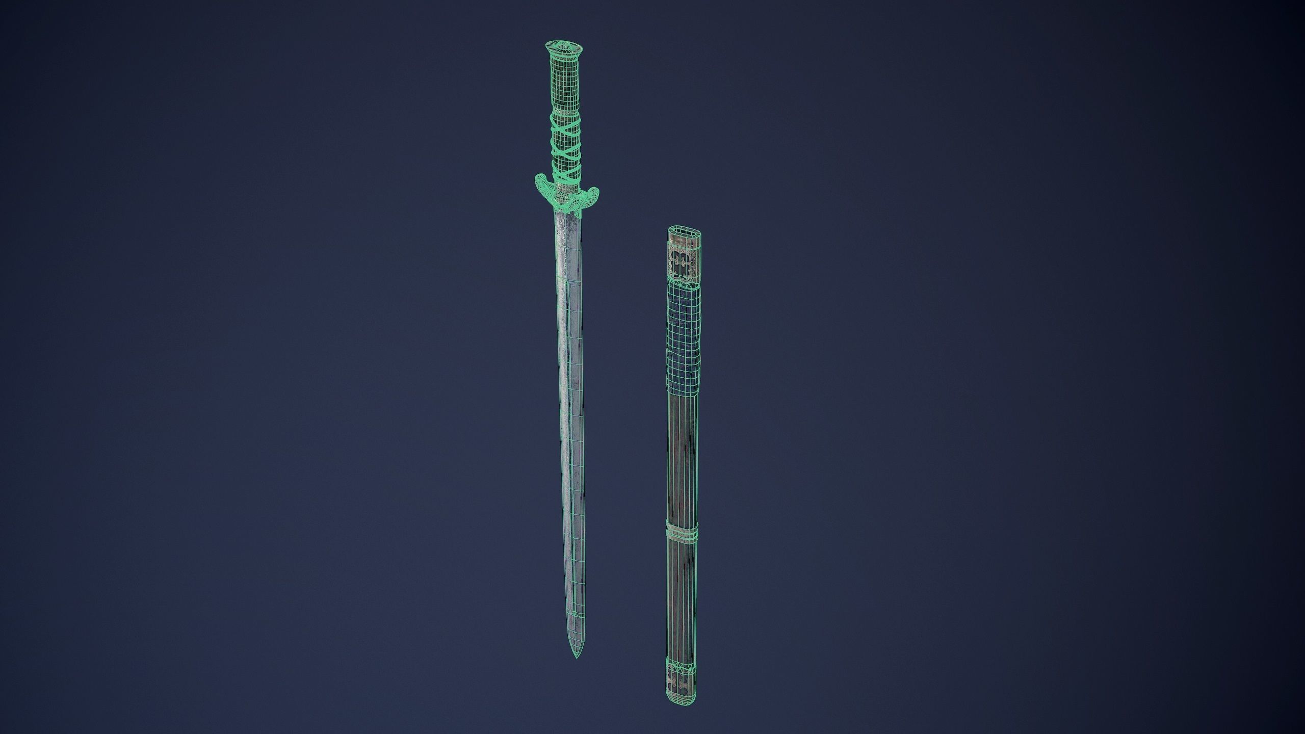 Chinese Swordman Low-poly 3D model_14