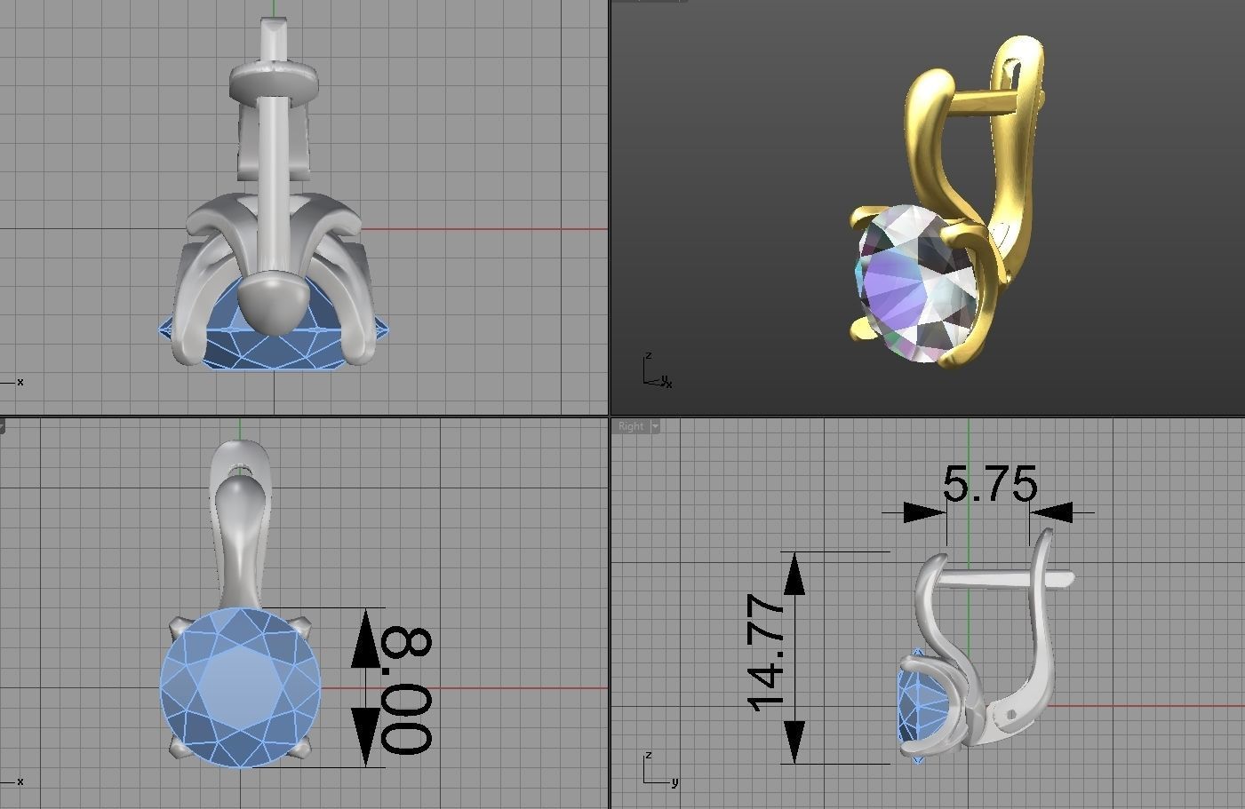 Headset ring and earrings 3D model_4