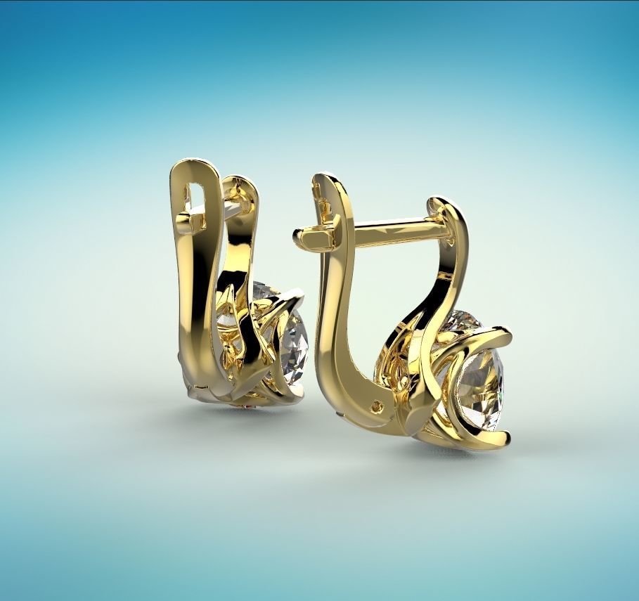 Headset ring and earrings 3D model_8
