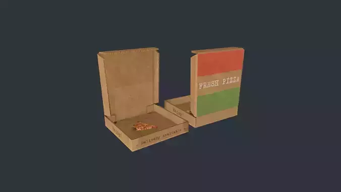 Pizza box with Pizza Slice Low-poly 3D model