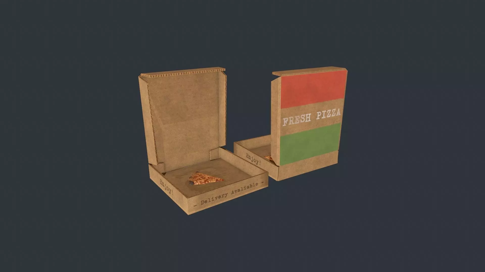 Pizza box with Pizza Slice Low-poly 3D model