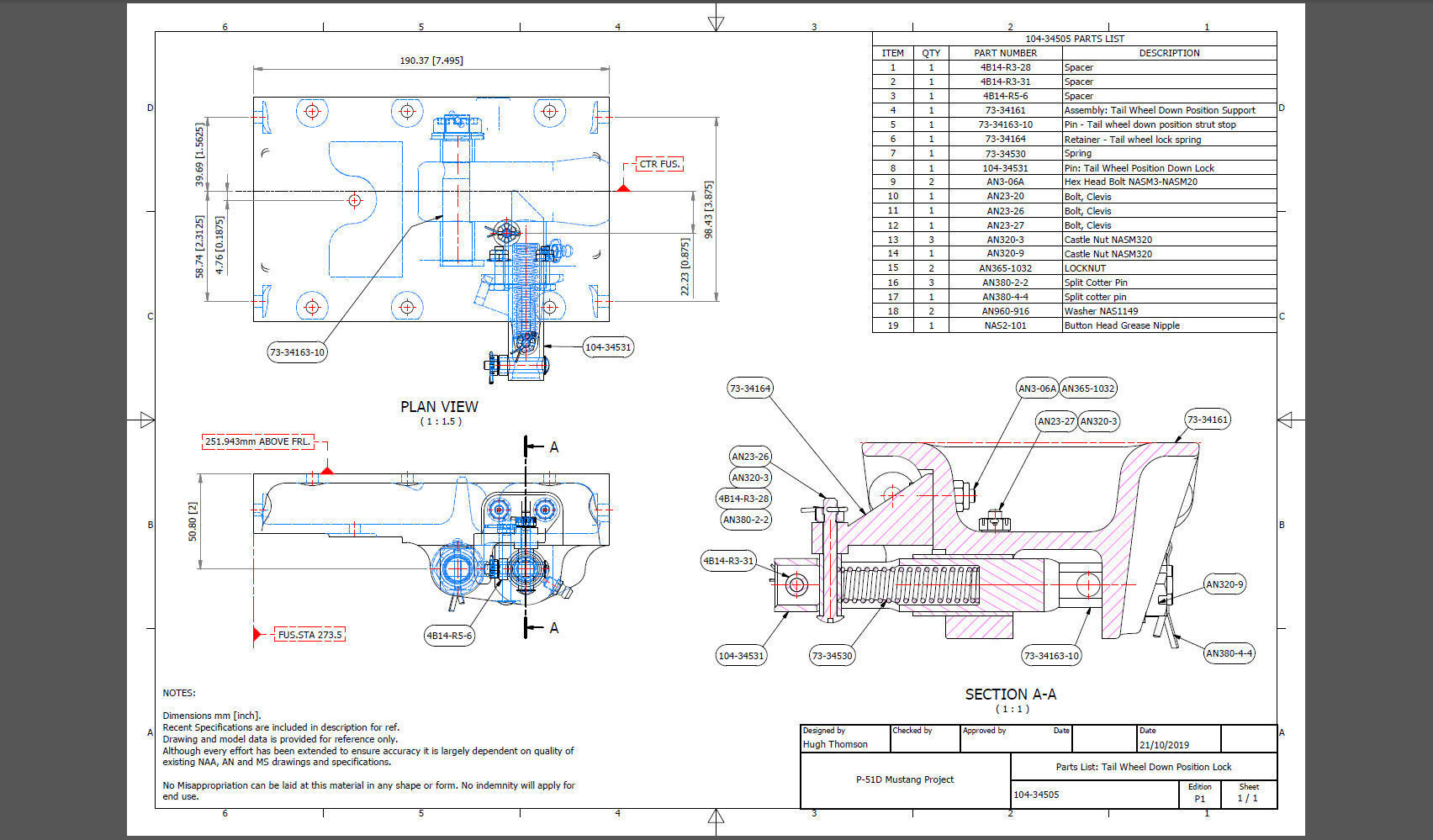 P-51D Mustang Tail Wheel Down Position Lock Support 3D print model_2