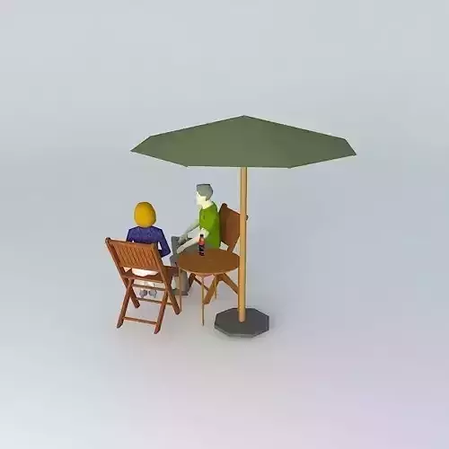 Couple sitting on table Free 3D model