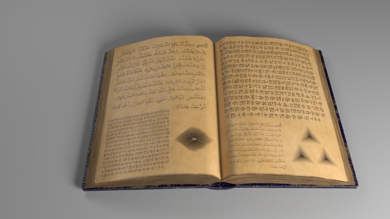 Opened Ancient Spellbook Low-poly 3D model_7