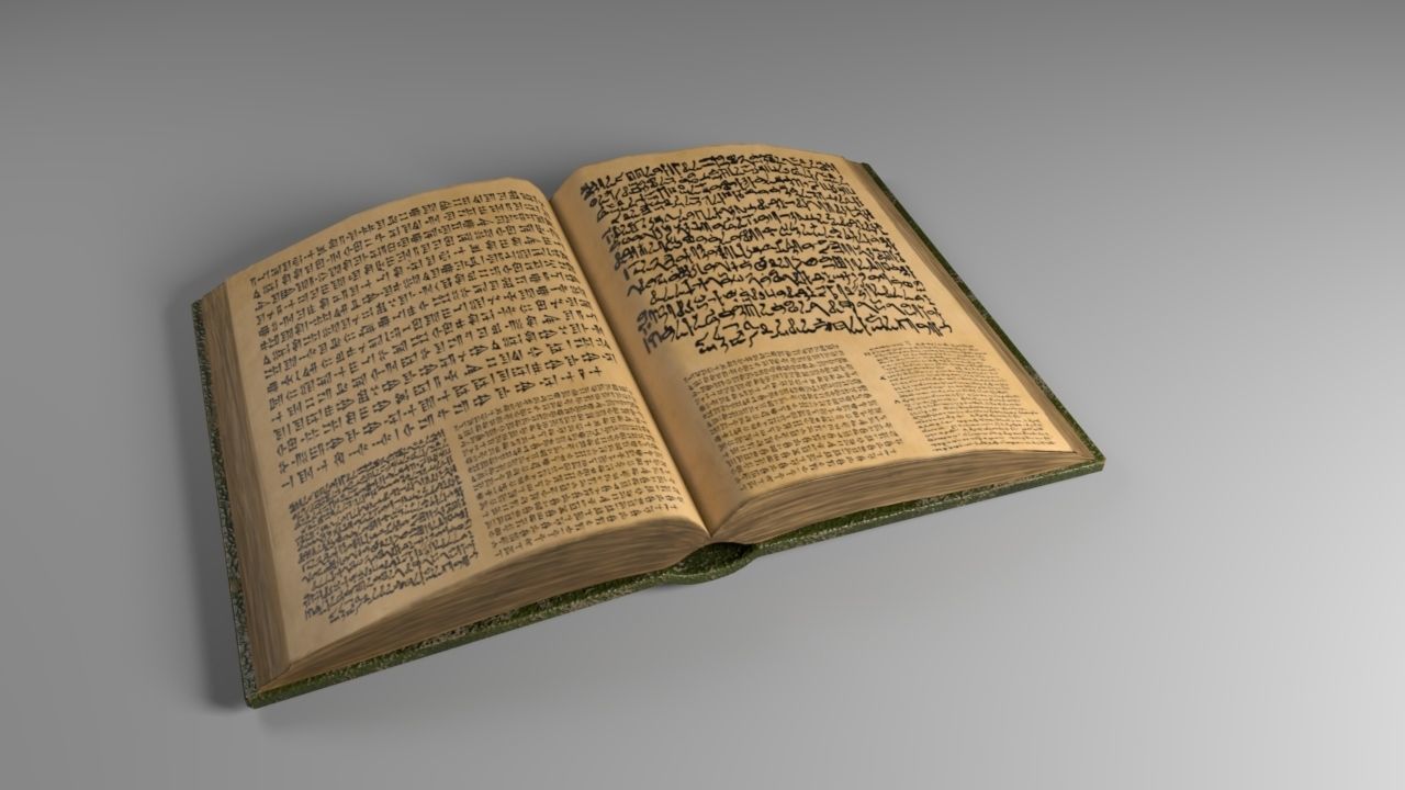 Opened Ancient Spellbook Low-poly 3D model_1