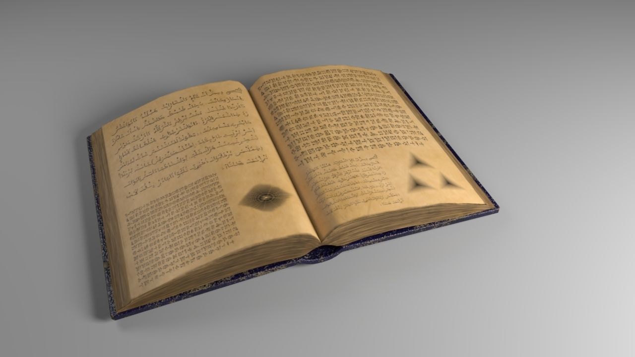 Opened Ancient Spellbook Low-poly 3D model_2