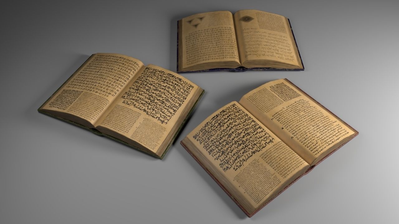 Opened Ancient Spellbook Low-poly 3D model_10