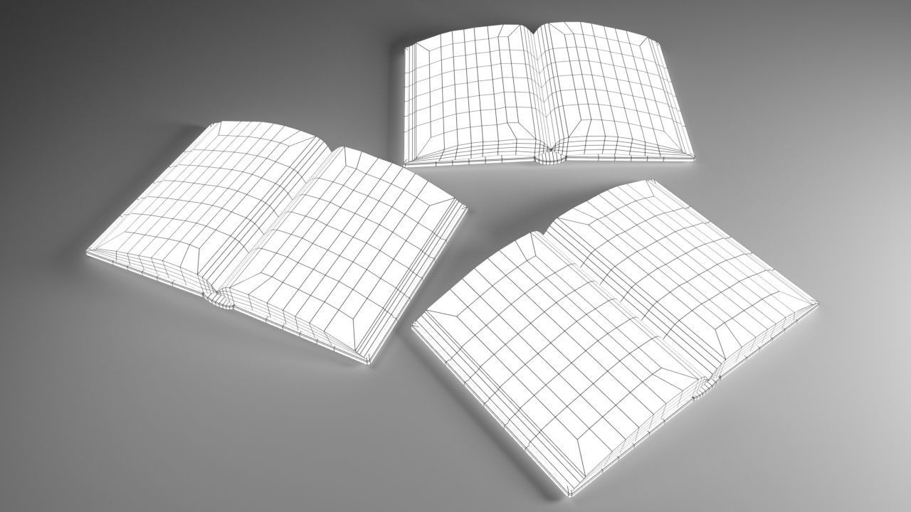 Opened Ancient Spellbook Low-poly 3D model_12
