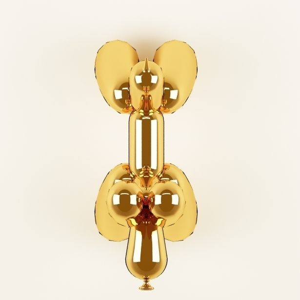 Balloon dog 04 gold Low-poly 3D model_4