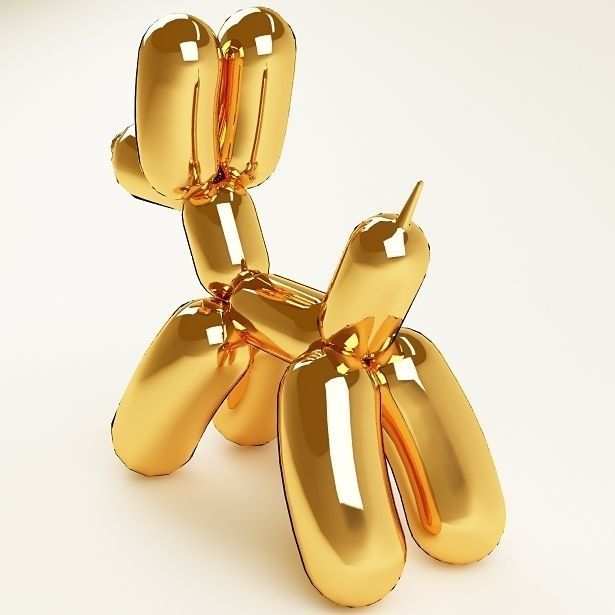 Balloon dog 04 gold Low-poly 3D model_1