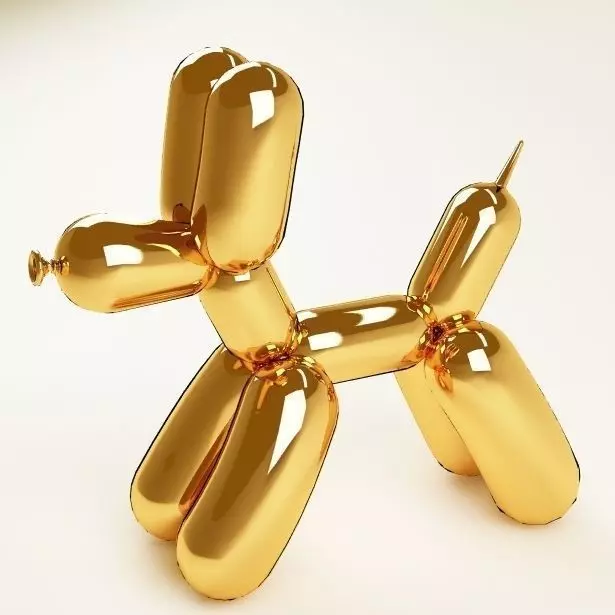 Balloon dog 04 gold Low-poly 3D model_0