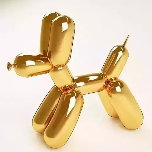 Balloon dog 04 gold Low-poly 3D model