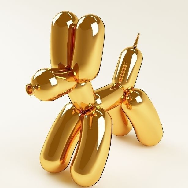 Balloon dog 04 gold Low-poly 3D model_3