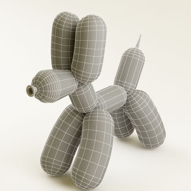 Balloon dog 04 gold Low-poly 3D model_5