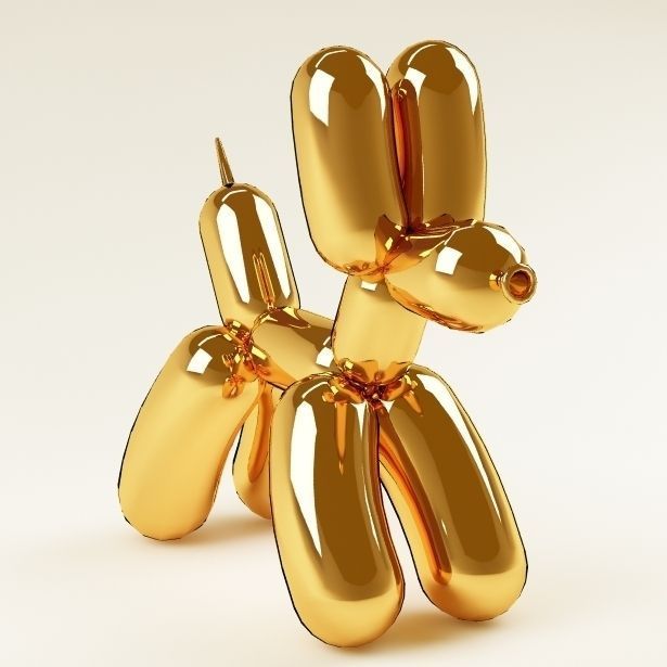 Balloon dog 04 gold Low-poly 3D model_2