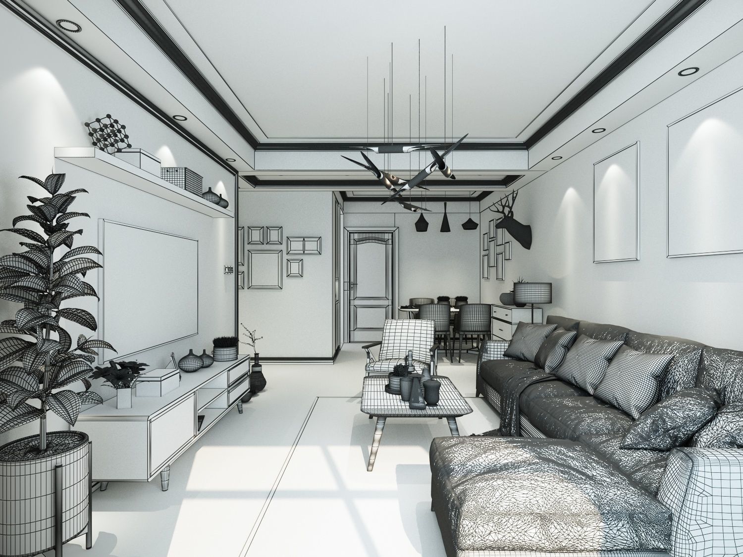 living room 3D model_7